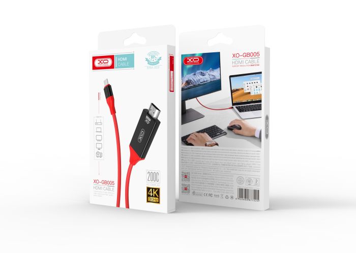 Кабель XO GB005 2m USB-C HDMI Кольоровий