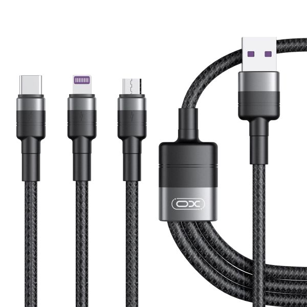 Кабель XO NB-Q191 Кабель NB-Q191 3in1 40W 1.2m Чорний