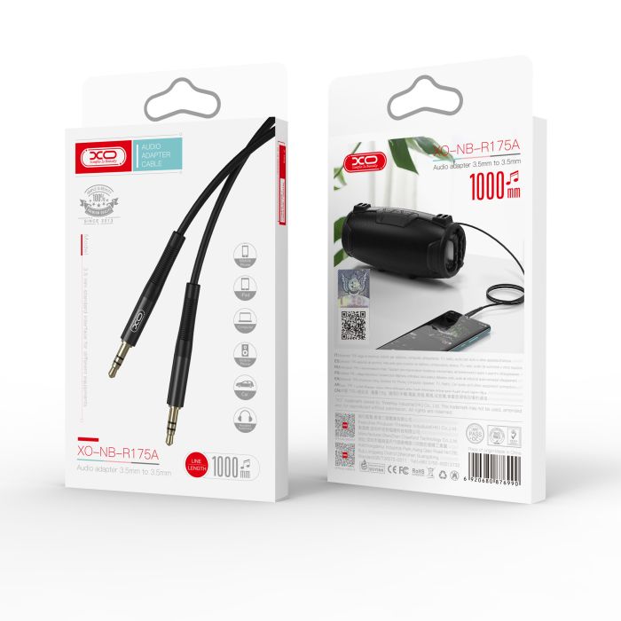 Кабель XO NB-R175B Кабель 3.5mm*3.5mm NB-R175B 2m Чорний