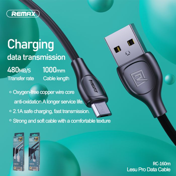 Кабель Remax RC-160 USB-A USB-B-Micro Чорний