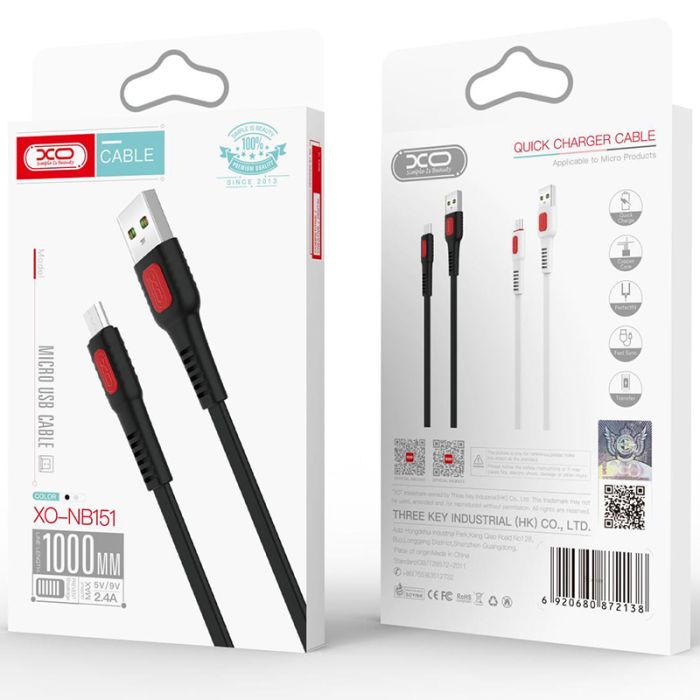 Кабель XO NB151 USB-A USB-B-Micro Чорний