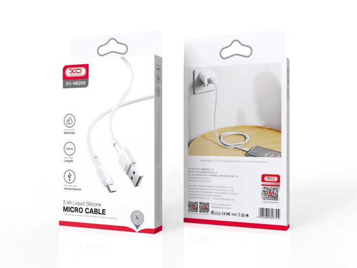 Кабель XO NB208 USB-A USB-B-Micro Білий