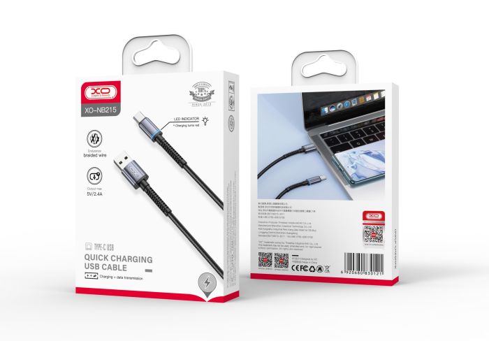 Кабель XO NB215 USB-A USB-C Чорний