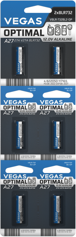 Батарейка VEGAS Optimal A27 блістер 6шт. Alkaline