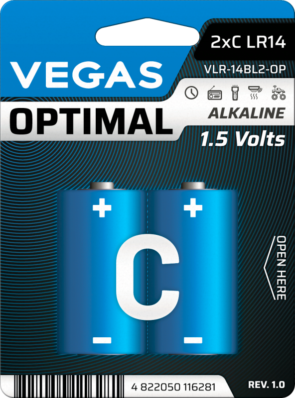 Батарейка VEGAS OPTIMAL C блістер 2шт. Alkaline