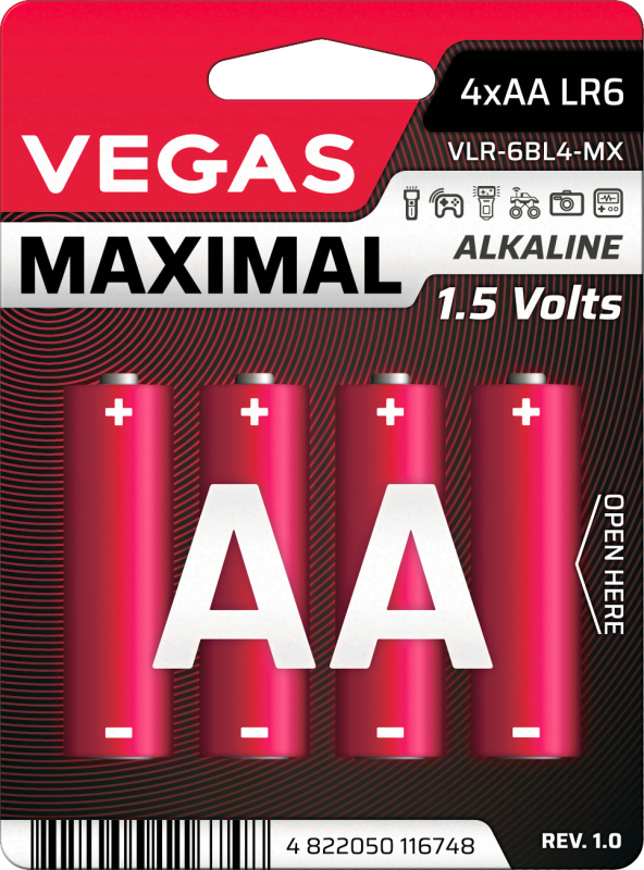 Батарейка VEGAS MAXIMAL АА блістер 4шт. Alkaline