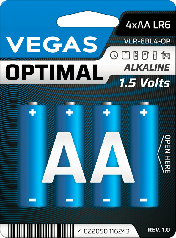 Батарейка VEGAS OPTIMAL АА блістер 4шт. Alkaline