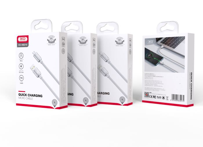 Кабель XO NB216 USB-A USB-B-Micro Сріблястий